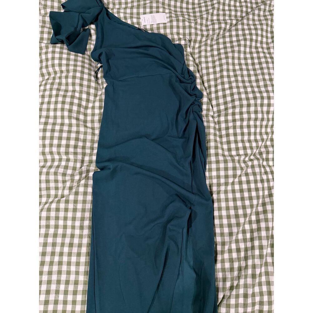 Green One Shoulder Formal Side Slit Dress - Picture 3 of 3